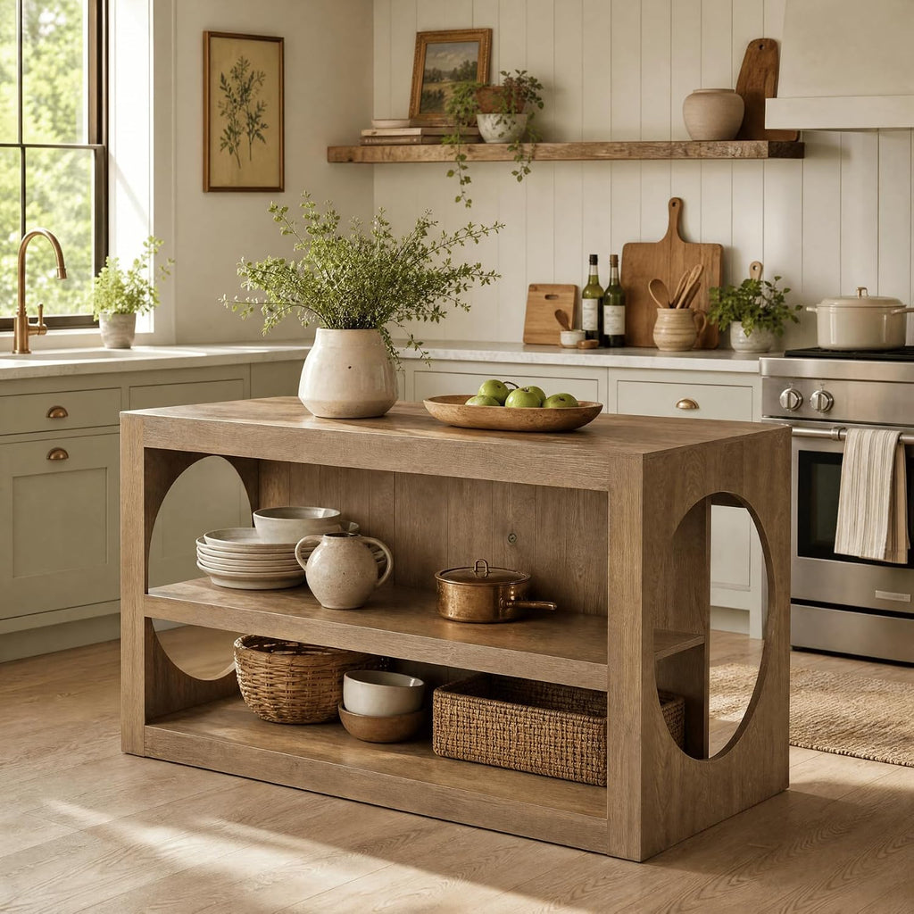 Tribesigns 63-Inch Kitchen Island with Seating and Storage | 3-Tier Farmhouse Island Table with Large Countertop for Kitchen, Dining Room, Brown