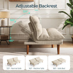 LINSY 71 Inch Futon Sofa Bed Corduroy Futon Couch with Adjustable Backrest, Convertible Folding Futons Sofa Couches for Small Spaces Living Rooms Apartment Office (Beige)
