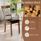 Giantex Dining Chairs Set of 4, Faux Leather Upholstered Armless Kitchen Chairs w/Hollowed Backrest, Padded Seat, Rubber Wood Frame, Farmhouse Side Chair for Living Room Restaurant, Walnut