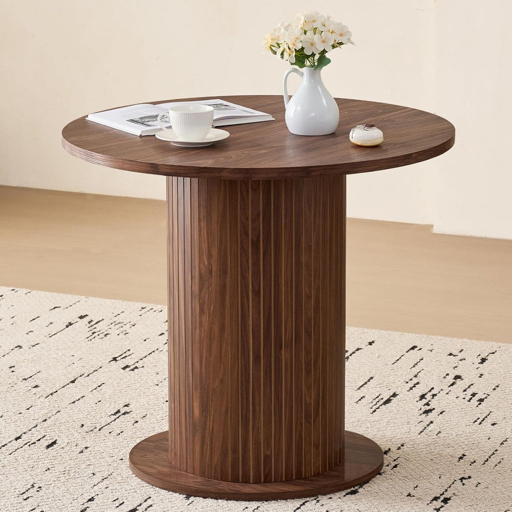 35.5" Round Dining Table for 2, Modern Small Pedestal Kitchen Table, Space Saving, for Apartment Dining Living Room