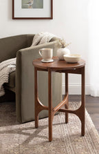 Kate and Laurel Kroscove Modern Geometric Mango Wood Round Side Table, 18 x 18 x 24, Walnut Brown, Transitional Wood End Table for Use as Bedroom Nightstand or Living Room Decor Piece