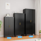 Metal Storage Cabinet with Doors and Shelves, 61.02" Tall Kitchen Pantry Storage Cabinet for Food, Large Freestanding Pantry Closet for Kitchen, Dining Room, Living Room (Black)
