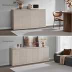 SICOTAS Buffet Cabinet with Storage Accent Sideboard Modern Credenza with Doors & Shelves Fluted Media Console Mid Century Coffee Bar Table for Living Room Kitchen Dining Room Hallway (1PCS)