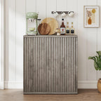 Fluted Sideboard Buffet Cabinet with Storage, Wood Sideboard Cabinet with Doors, Small Credenza Buffets & Sideboards for Kitchen, Accent Cabinets for Entryway Living Room Hallway Home, Grey