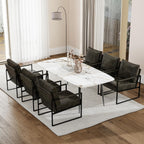 CANMOV Modern Accent Chair Set of 6, PU Leather Armchair with Metal Frame,Comfy Single Reading Chair with Soft Padded Backrest and Cushion for Living Room, Bedroom,Reading Room,Office,Dark Grey