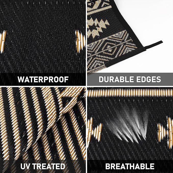 HiiARug Outdoor Rug 5'x7' Outdoor Plastic Straw Rug Waterproof Patio Mat Camping Rug Reversible RV Mat Outdoor Area Rugs for Outdoors, RV, Patio, Backyard, Deck, Camping