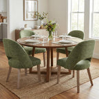 Wooden Dining Chairs Set of 2, Upholstered Modern Chenille Dining Room Chair Kitchen Chairs, Comfy Farmhouse Dinner Chair for Kitchen Dining Room, Green