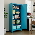LCAOPC 71" Tall Metal Storage Cabinet with 2 Doors and 4 Adjustable Shelves, 5-Tier Kitchen Pantry Storage Cabinet for Kitchen, Living Room, Dining Room and Office, Blue