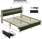 LIKIMIO King Size Bed Frame with 2 Drawers and Charging Station