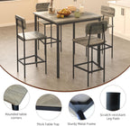 Kitchen Table and Chairs of 4, 5 Piece Dining Table Set | Sturdy Industrial Space Saving Dinette Set for Pub, Family Dinners, Apartment, Gray