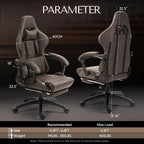 Dowinx Big & Tall Vintage Gaming Chair for Adults, 400 lb Capacity Heavy Duty Ergonomic Computer Chair with Massage Lumbar, Footrest & Easy Side Recline, Brown