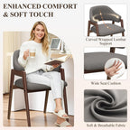 MALOL Wooden Dining Chairs Set of 4, Modern Fabric Upholstered Dining Room Chair, Kitchen Side Chairs, Farmhouse Dinner Chair with Curved Open Back for Kitchen, Grey