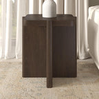 Henn&Hart 20" Modern Square End Table, Side Table, Nightstand with X-Base for Living Room, Office, Family Room, or Bedroom, Heritage Oak