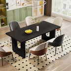 Tribesigns Modern Dining Table for 6 People, 71" Large Kitchen Dining Table with Wood Pedestal Base, Rectangular Long Dinner Table for Kitchen, Dining Room, Living Room, Black