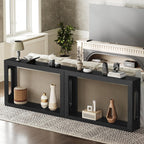 YATINEY Farmhouse Console Table, 47.2 Inches Wooden Sofa Table, Behind Couch Table with Storage, Industrial Hallway Accent Table for Living Room, Entryway, Hallway, Black CT24BK