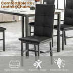Hooseng Dining Table Set for 4, Faux Marble Small Kitchen Table with 4 PU Leather Chairs, Modern 5 Piece Dinner Table Set for Dining Room, Breakfast Nook, Samll Space, White & Black