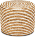 18'' Ottoman Pouf Natural Braided Poof Rustic Handweave Lounge Pouffe | Work as footrest extra guest seat vanity stool side table balcony lounge seat Ideal for living room bedroom dorm patio garden