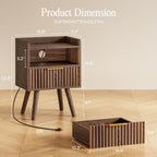 Huuger Nightstand Set of 2 with Charging Station, USB-C Port, End Tables