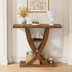 FAVOOSTY Entryway Table, 3 Tier Hallway Table, Console Tables for Living Room, Narrow Entrance Table with Storage, Sofa Table Behind Counch, Accent Table for Entry Foyer, Rustic Brown