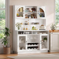 71" Kitchen Pantry Storage Cabinet with LED Light & Outlet, White | Large Countertop, DIY Pegboard, Adjustable Shelves, Freestanding Cupboards Sideboard for Living Room and Dinning