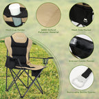 Camping Chairs for Adults, Heavy Duty Camping Chairs 2 Pack, Folding Chairs for Outside, Support 380 LBS, Portable Travel Outdoor Camp Chair with Cup Holder & Cooler Bag, Sports Chairs, Khaki