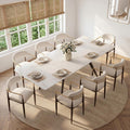 Extendable Dining Table with Leaf, 78"-110" Rectangular Sintered Stone, Marble-Look Top, Seats 6-14, Metal Base, Easy-Clean, Heat & Scratch Resistant, Dining Room/Kitchen Table for Family Gatherings