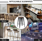 Alunaune 30" Metal Bar Stools Set of 2 Stackable Counter Height Barstools Backless Industrial Kitchen Bar Chairs with Wooden Seat-Matte Black