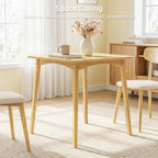 Bamboo Dining Table, Small Kitchen Table for 2, 27.6" Square Dining Tables for Small Space, Easy Assembly, Dinner Table for Dining Room, Living Room, Kitchen, Office(Natural)
