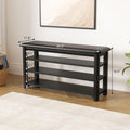 Shoe Rack Bench with Leather Cushion 3-Tier Shoe Rack Organizer for Entryway Hallway or Living Room Farmhouse Rustic Wooden Seat Bench Black 11.8" Dx31.5 Wx20.4 H