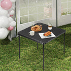 FurnitureR Square Folding Card Table 34 Inch, No Assembly Portable Table for Game Nights, Small Space Dining & Indoor Outdoor Use, PVC Top with Metal Frame, Black