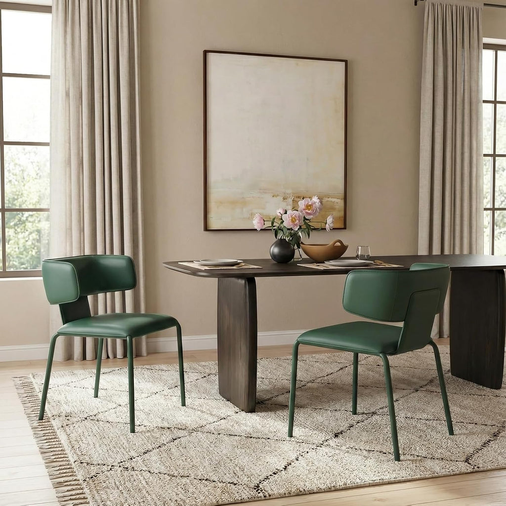 YOUNIKE Upholstered Dining Chair Single Premium Faux Leather Kitchen Dining Room Chair with Back Modern Padded Comfy Accent Side Chair for Living Room, Bedroom, Cafe Black