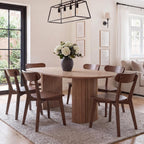 HNY Farmhouse Solid Wood Dining Chairs Set of 6, Mid Century Modern Armless Kitchen & Dining Room Chairs with Curved Back, 300 LBS Capacity, Walnut for Home, Apartment