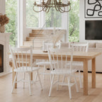 HNY White Windsor Dining Chairs Set of 2, Farmhouse Wooden Kitchen Chairs with Spindle Back, Mid Century Modern Armless Kitchen Side Chair for Dining Living Room Restaurant
