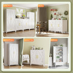 Short Storage Cabinet with 2 Doors and Adjustable Shelves, Metal Pantry Cabinets, Coffee Bar Cabinet, Kitchen Sideboard Cabinet, Small Floor Cabinet for Dining Room, Bathroom, Home Office