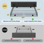 Allewie Full Size Storage Bed Frame with 4 Underbed Drawers, Light Grey