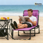 Outsunny Folding Chaise Lounge Chair Outdoor Mesh Seat Purple