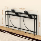 Keelian 70 Inch Double-Layer Narrow Console Sofa Table with 2 Power Outlets &4 AC Plugs&4 USB Ports, 4.9' Extension Cord Included, Behind Couch Table for Living Room/Office Easy Assembly - Black