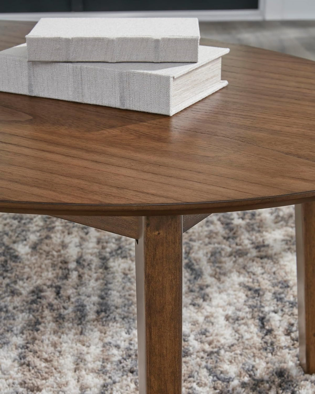 GTU Furniture Casual Wood Veneer Round 3-Piece Coffee Table Set, Cocktail Table with 2 Matching End Tables, Brown Finish for Living Room