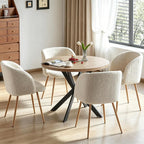 Homedot 5 Pieces Dining Table Set for 4, Modern Mid Century Round Kitchen Dinner Table with Barrel Dining Chairs Set, 37-Inch Circle Breakfast Nook Table Set with Cozy Arm Chairs for Dining Room