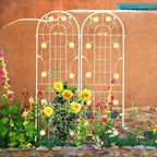 2 Pack Metal Garden Trellis for Climbing Plants 71" H Cream White Garden Fence Rustproof Trellis Support Roses Flower Outdoor Lawn, Cream White