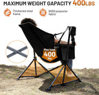 TIMBER RIDGE Hammock Camping Chair, Oversized Swinging Chair, 400lbs Load | Portable Folding Rocking Camping Chair with Adjustable Back & Seat Height for Outdoor Lawn, Backyard and Patio