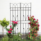 2 Pack Metal Garden Trellis 71" Black Fence Rustproof Garden Trellis for Climbing Plants Support Roses Flower Outdoor Lawn, Black
