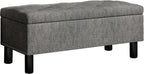 Furniliving 42" Ottoman with Storage, End of Bed Bench with Button-Tufted Large Upholstered Ottoman Entryway Bench Storage Bench for Bedroom, Living Room, Linen, Grey