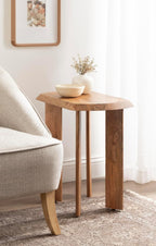 Kate and Laurel Vaux Modern Mango Wood Rectangular Side Table, 22 x 14 x 22, Natural Wood, Transitional Rectangle End Table with Angled Tabletop Edge for Bedroom Nightstand or Indoor Plant Stand