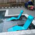 PURPLE LEAF Patio Pool Lounge Chaise Set of 3 Outdoor Chair, Turquoise Blue | 2 Chaise + 1 Table, Aluminum Frame, UV Textilene Fabric, Adjustable Headrest & 5 Recline Angles, Stackable, S-Curve Backrest