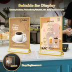 Acrylic Gold Sign Holders 5x7, 12 Pack Wedding Gold Table Number Holders, Double Sided Photo Display Picture Frame Paper Stand, Clear Flyer Stand Menu Holder for Wedding, Home, Party, Restaurant