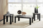 GTU Furniture Contemporary MDF Rectangular 3-Piece Coffee Table Set, Cocktail Table with 2 Matching End Tables, Dark Brown Finish for Living Room