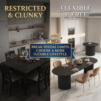 Extendable Dining Table for 1-10 People, Wood Foldable Kitchen Table for Small Space, Multifunctional Dining Room Furniture (Black) (Black)
