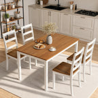 5-Piece Dining Table Set, Kitchen Table Chairs Set of 4, Space-Saving | Farmhouse Dining Table Set for 4, Kitchen Table and Chairs with for Dining Room, Small Kitchen, Apartment Dark Walnut White