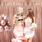 GOER 3.2 ft x 9.8 ft Metallic Tinsel Foil Fringe Curtains for Party Photo Backdrop Wedding Decor (4 Pcs,Matte Rose Gold), One Size